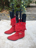 Uk 5 Wrangler red suede Fringe ankle boots