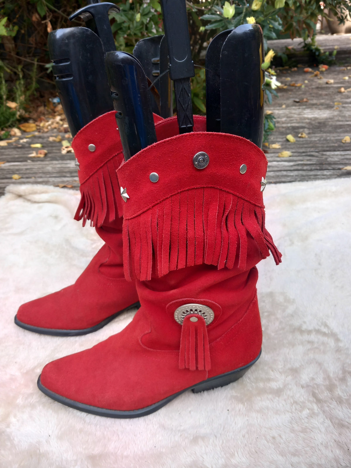 Uk 5 Wrangler red suede Fringe ankle boots