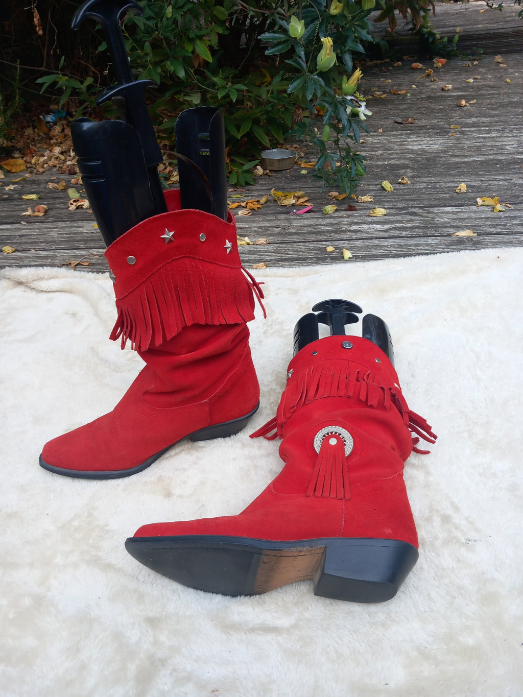 Uk 5 Wrangler red suede Fringe ankle boots