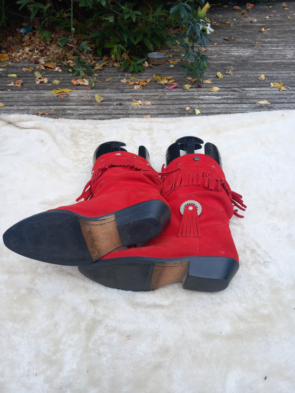 Uk 5 Wrangler red suede Fringe ankle boots